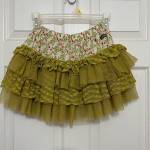 Matilda Jane Serendipity Floral & Lace Tutu Skirt pink and green mink skirt sz 8